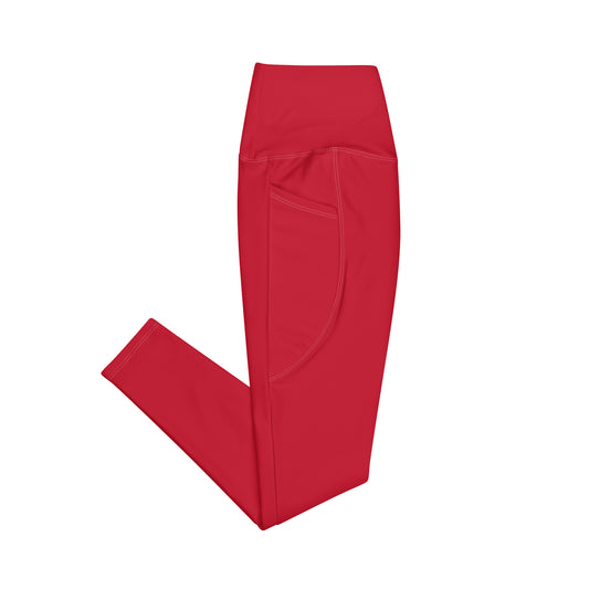 Red Athletic Leggings with pockets