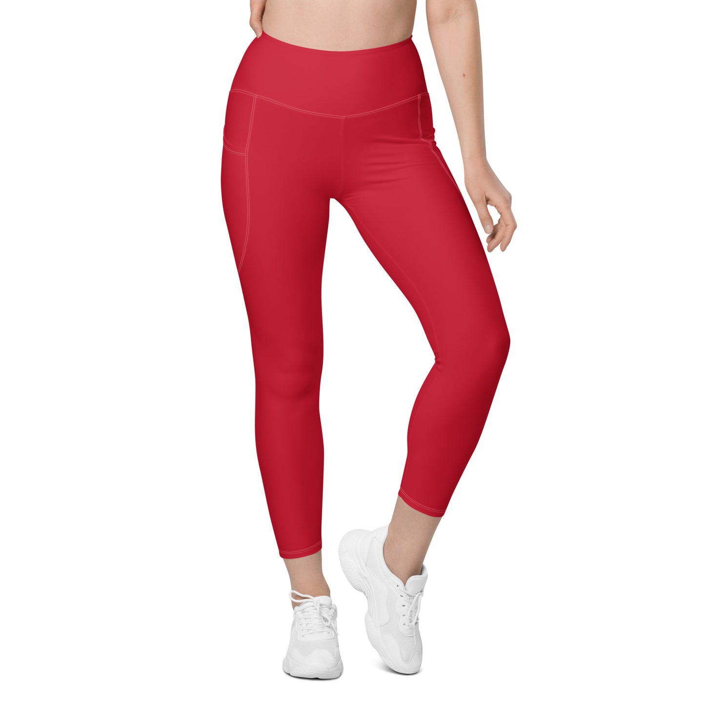 Red Athletic Leggings with pockets