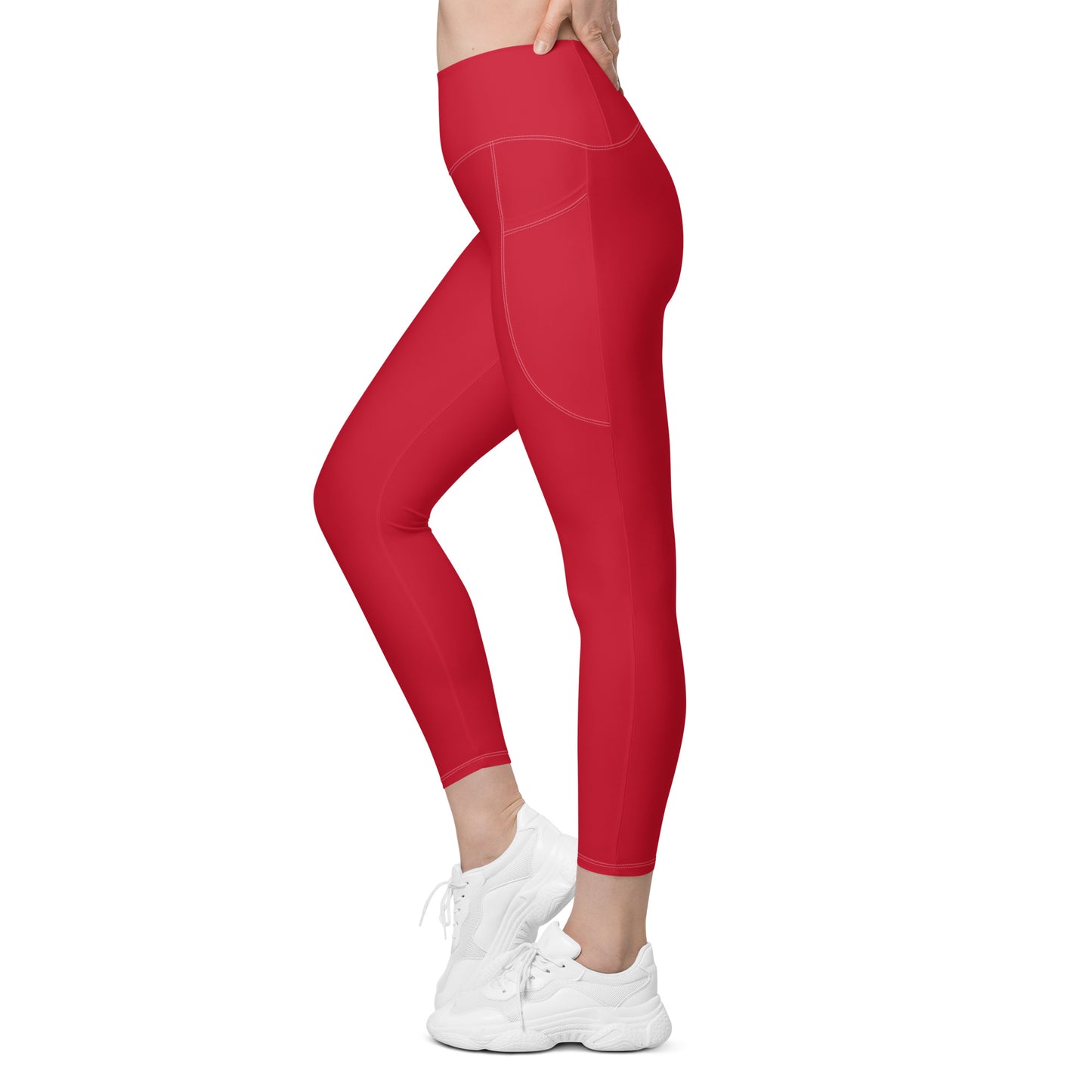 Red Athletic Leggings with pockets
