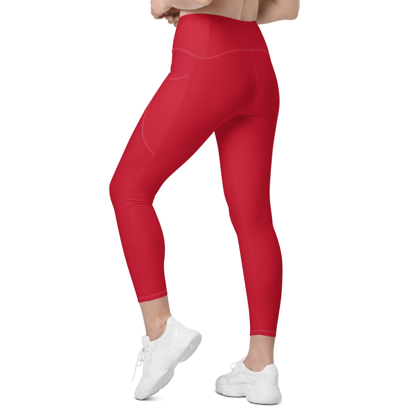 Red Athletic Leggings with pockets