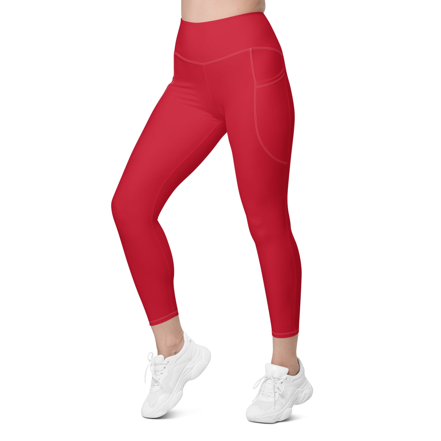 Red Athletic Leggings with pockets