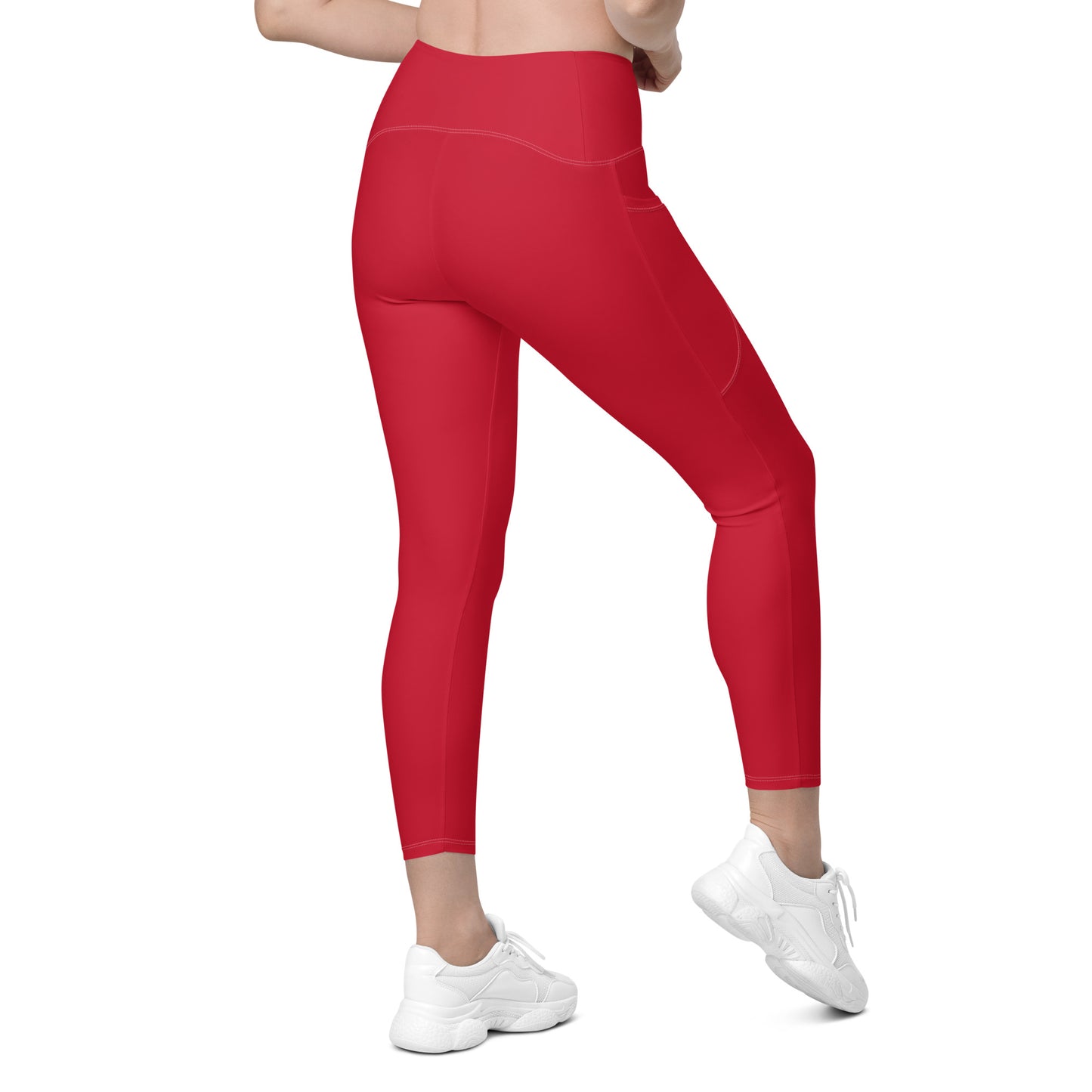 Red Athletic Leggings with pockets