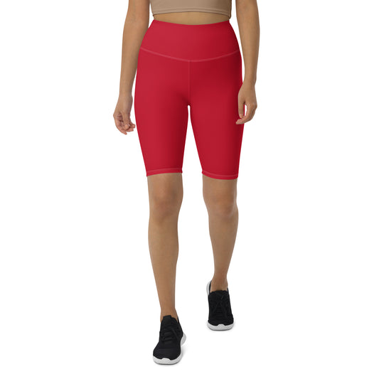 Red High-waisted Women's Biker Shorts