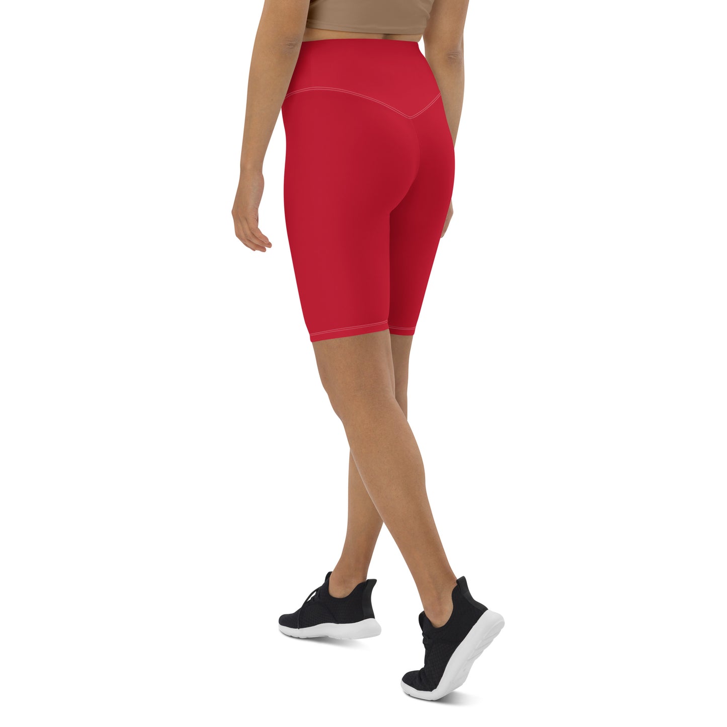 Red High-waisted Women's Biker Shorts
