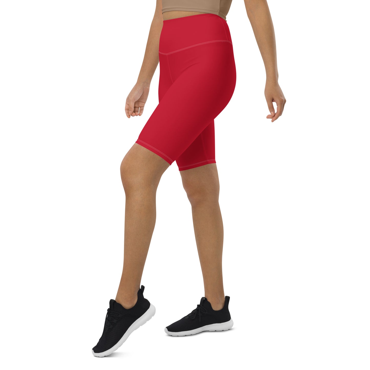 Red High-waisted Women's Biker Shorts
