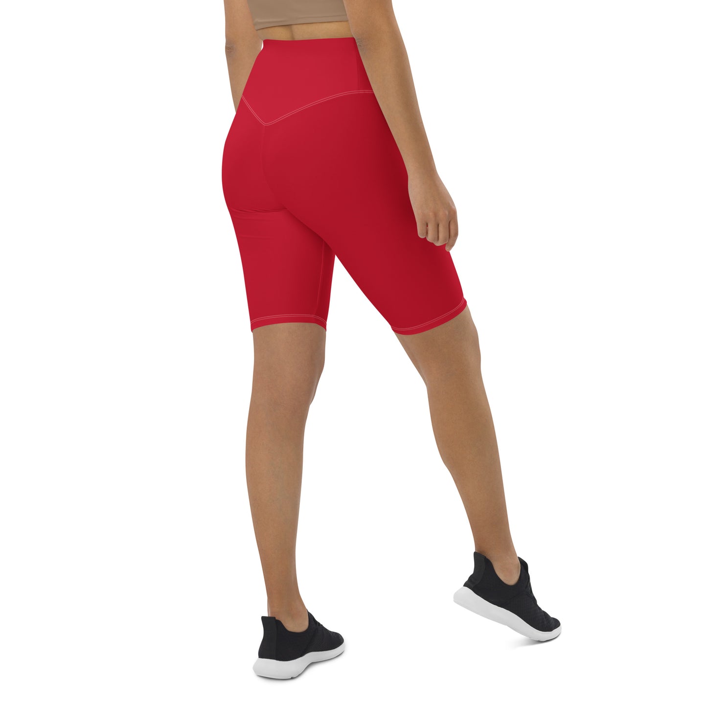 Red High-waisted Women's Biker Shorts