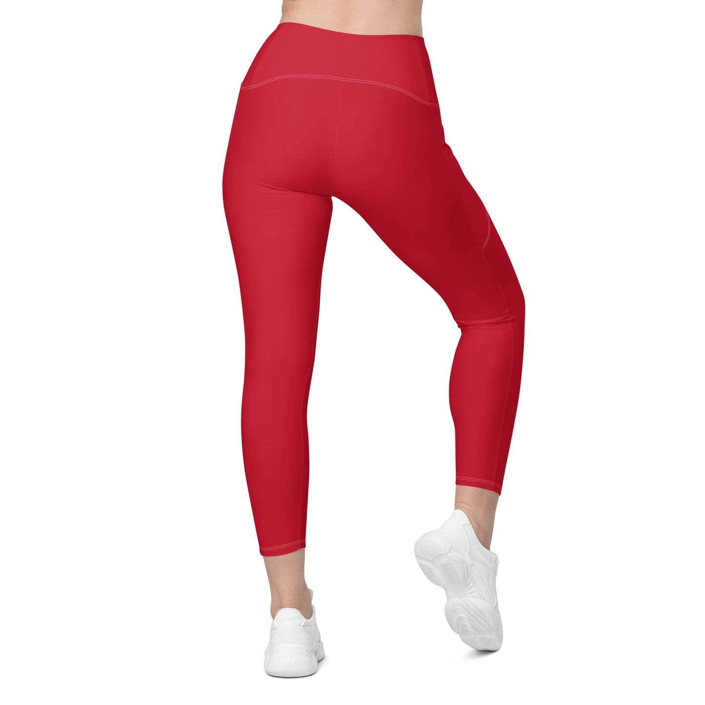 Red Athletic Leggings with pockets