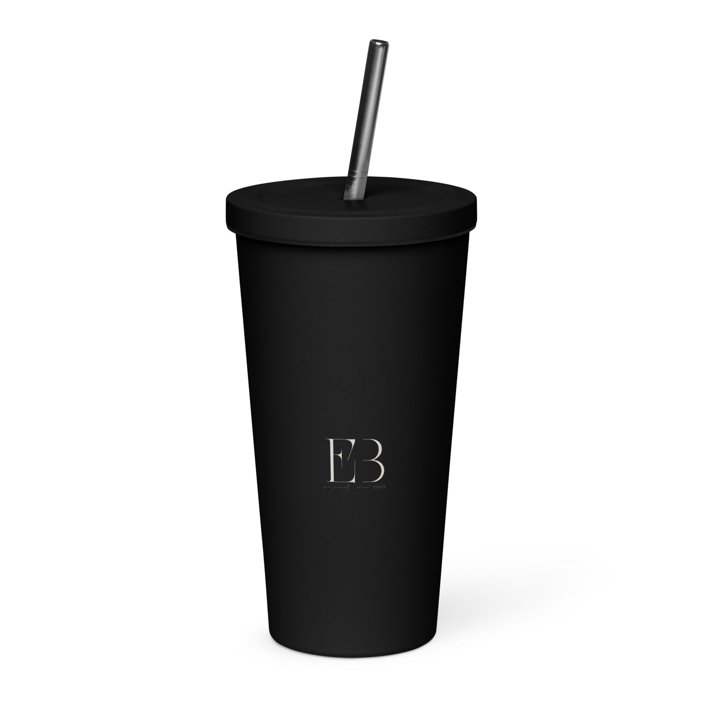 Eco Black Insulated Tumbler with Straw & Lid | 20 oz Stainless Steel Travel Cup | Drinkware for Yoga, Work & On-the-Go Sipping