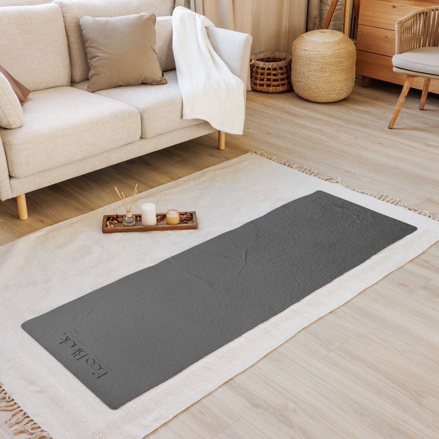 Eco Black Full Moon Premium Rubber Yoga Mat Product mockup