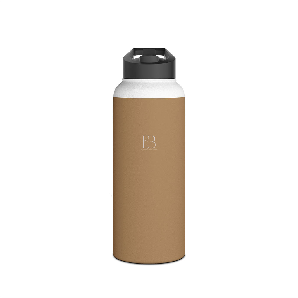 Sandstone matte stainless steel water bottle with black cap-style sports lid