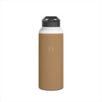 Sandstone matte stainless steel water bottle with black cap-style sports lid