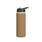 Sandstone insulated stainless steel water bottle with black flip sports lid