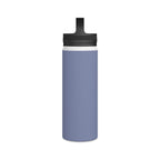 Pale iris insulated water bottle with black spout lid, front view