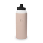Blush insulated stainless water bottle with black ridged lid