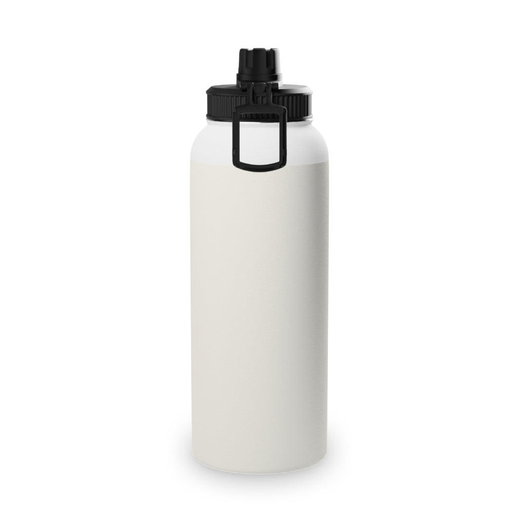Vanilla cream insulated water bottle with black sports lid and front carry loop