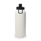 Vanilla cream insulated water bottle with black sports lid and front carry loop