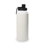 Vanilla cream insulated water bottle with black sports lid and side carry loop