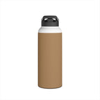 Sandstone insulated stainless steel water bottle with black carry handle lid
