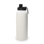Insulated stainless steel water bottle in vanilla cream with black sports lid