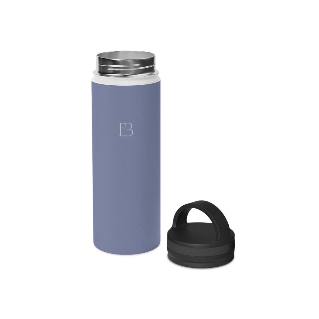 Pale iris insulated water bottle with stainless top and black carry lid