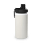 Vanilla cream insulated water bottle with black sports lid and side carry loop