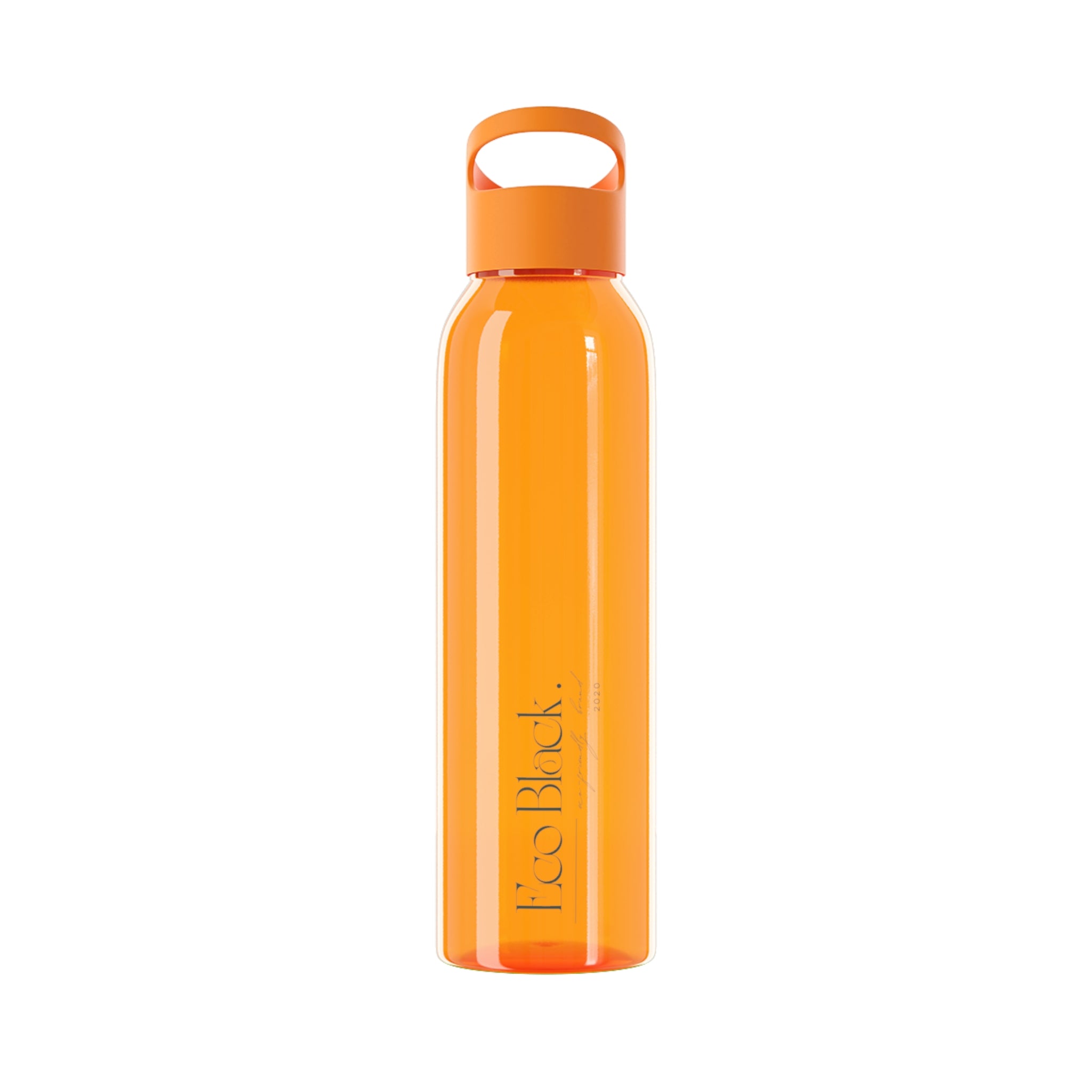Orange water bottle with a handle on a white background Lightweight, clear Eastman Tritan™ Water Bottle — Eco Friendly, Spill-resistant with built-in hand loop