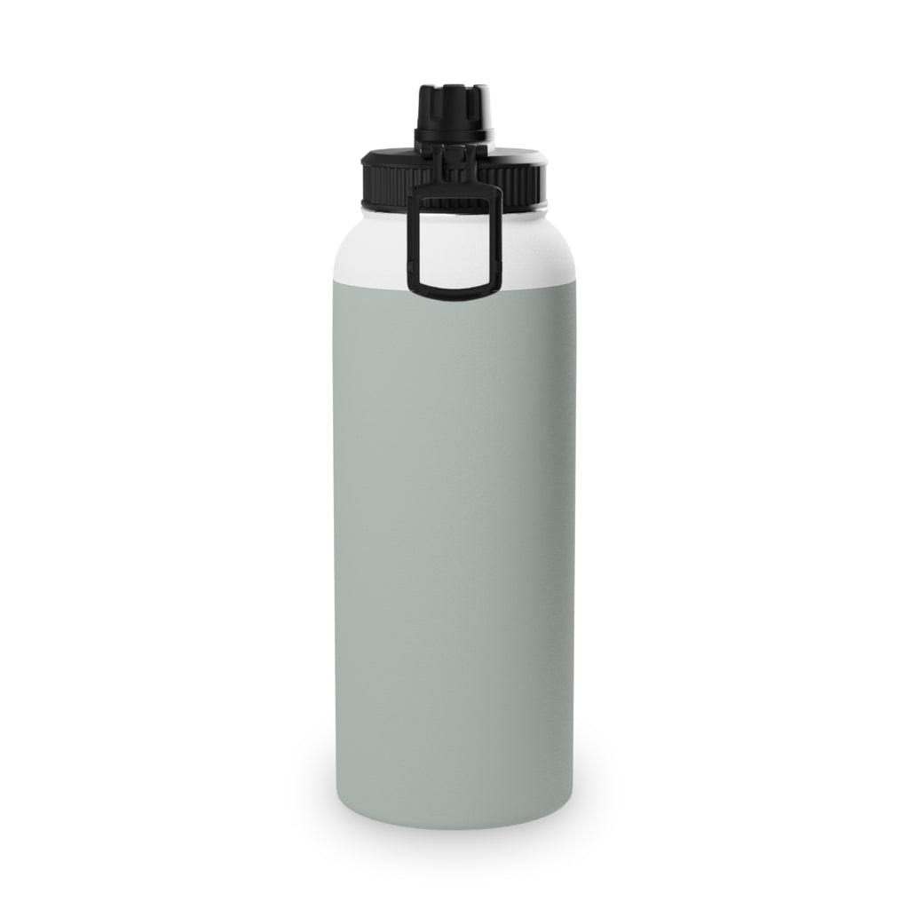 Sage insulated stainless steel water bottle with black latch carry loop and sports lid