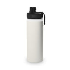 Vanilla cream insulated water bottle with black sports lid and side carry loop