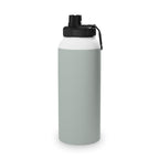 Sage insulated stainless steel water bottle with black sports lid and side carry loop