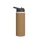 Sandstone insulated stainless steel water bottle with black sports lid