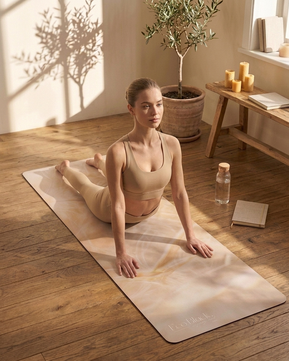 Feather Whisper Natural Rubber Yoga Mat | Non-Toxic & Eco-Friendly | Eco Black