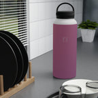 Rose Orchid insulated stainless steel water bottle with black handle lid