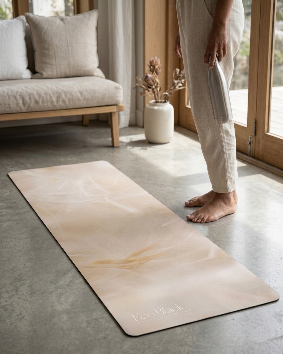 Feather Whisper Natural Rubber Yoga Mat | Non-Toxic & Eco-Friendly | Eco Black