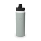 Sage insulated stainless steel water bottle with black screw-on sports lid