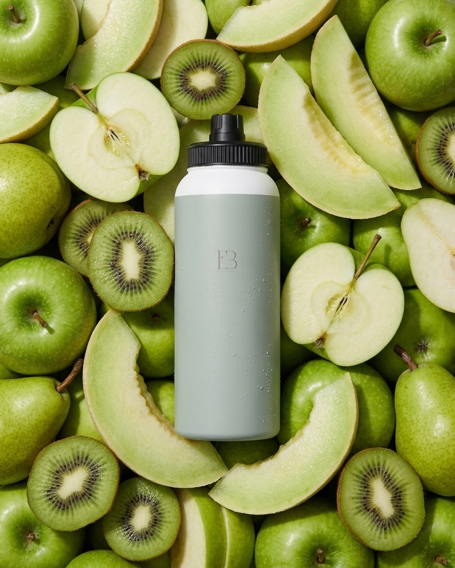 Sage insulated stainless steel water bottle with black screw lid, matte finish