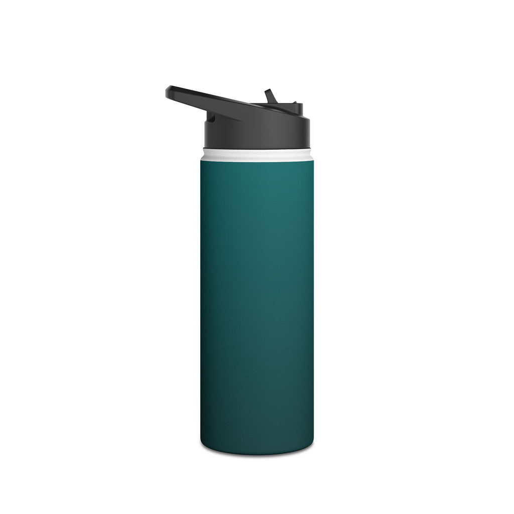 Matte deep teal stainless steel water bottle with sports lid