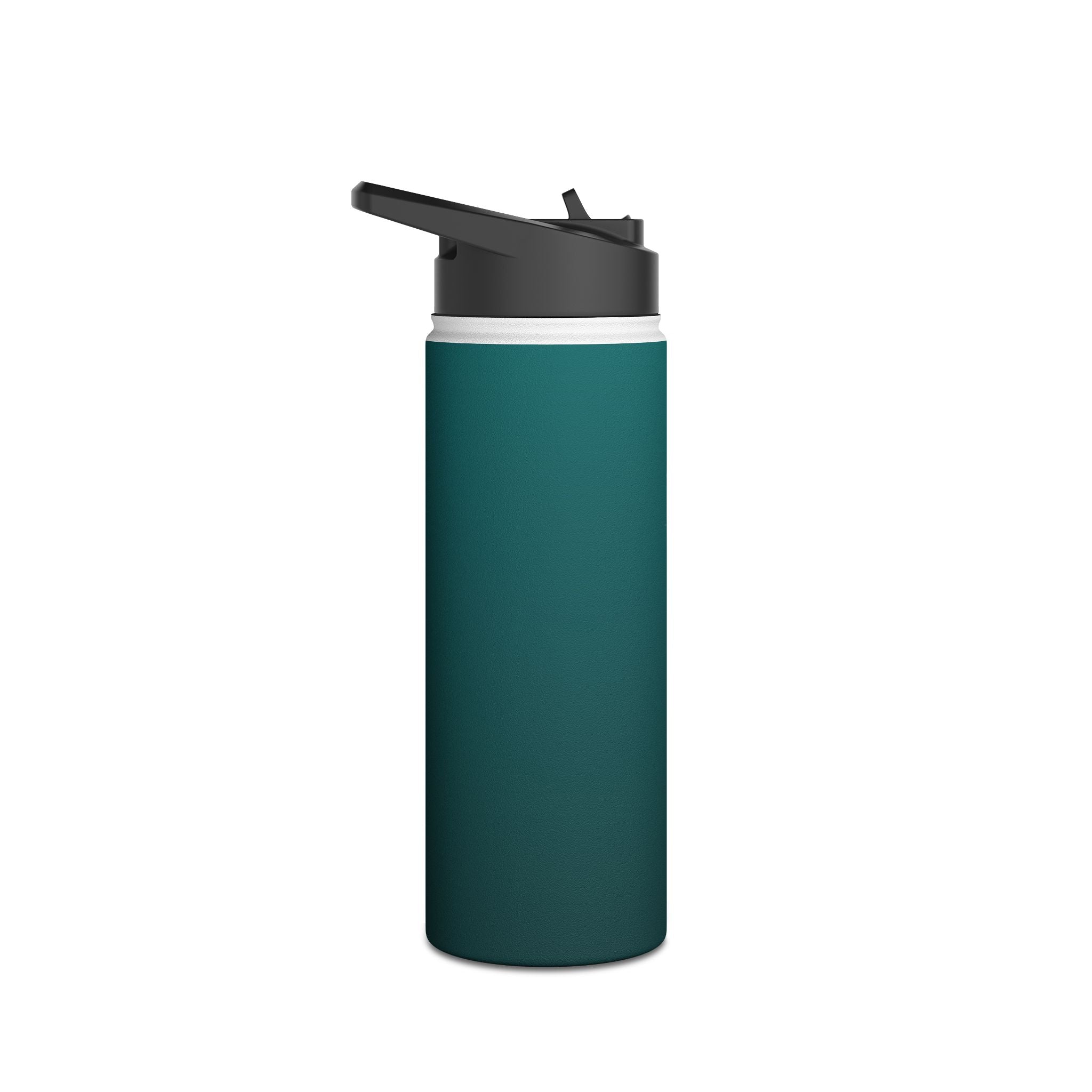 Matte deep teal stainless steel water bottle with sports lid