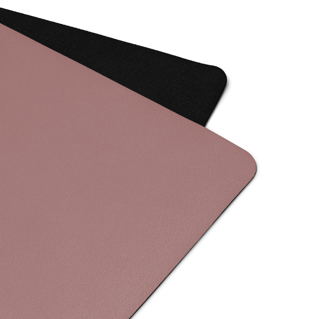Clay pink yoga mat corner with black non-slip border