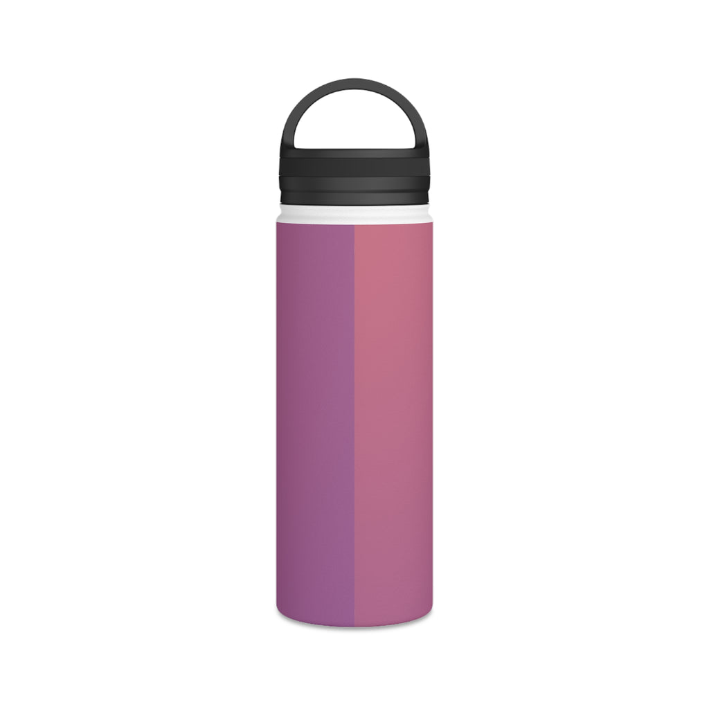 Rose orchid insulated stainless steel water bottle with black handle lid, smooth finish