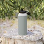 Sage insulated stainless steel water bottle with black flip-top spout and carry handle