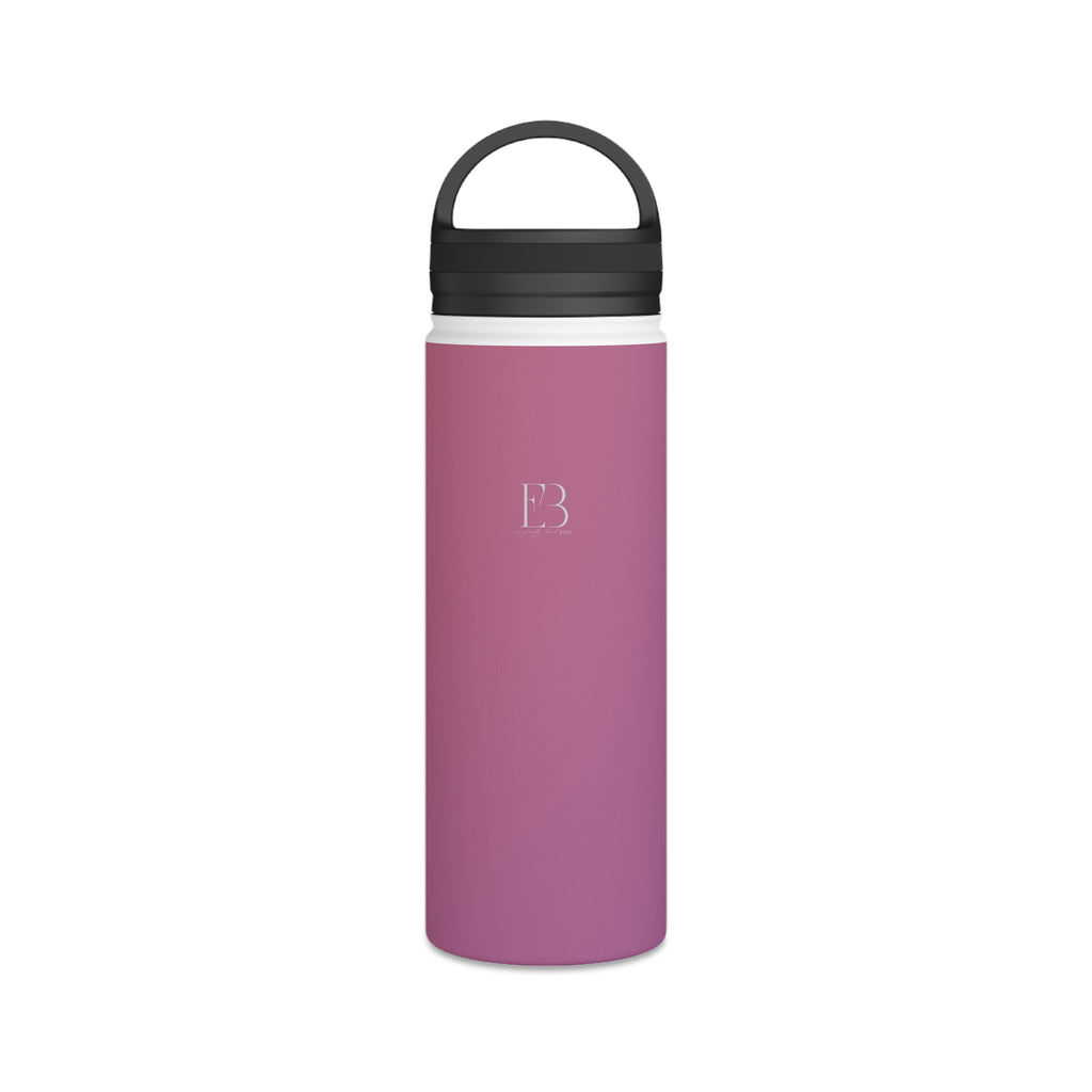 Rose orchid insulated stainless steel water bottle with black handle lid