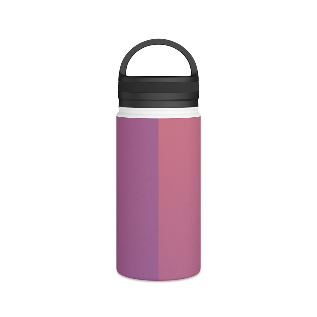 Rose orchid insulated stainless steel water bottle with black handle lid