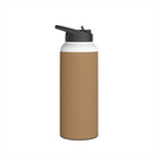 Sandstone insulated stainless steel water bottle with matte finish and black lid