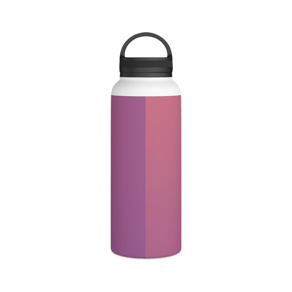 Rose orchid insulated stainless steel water bottle with black carrying-handle lid