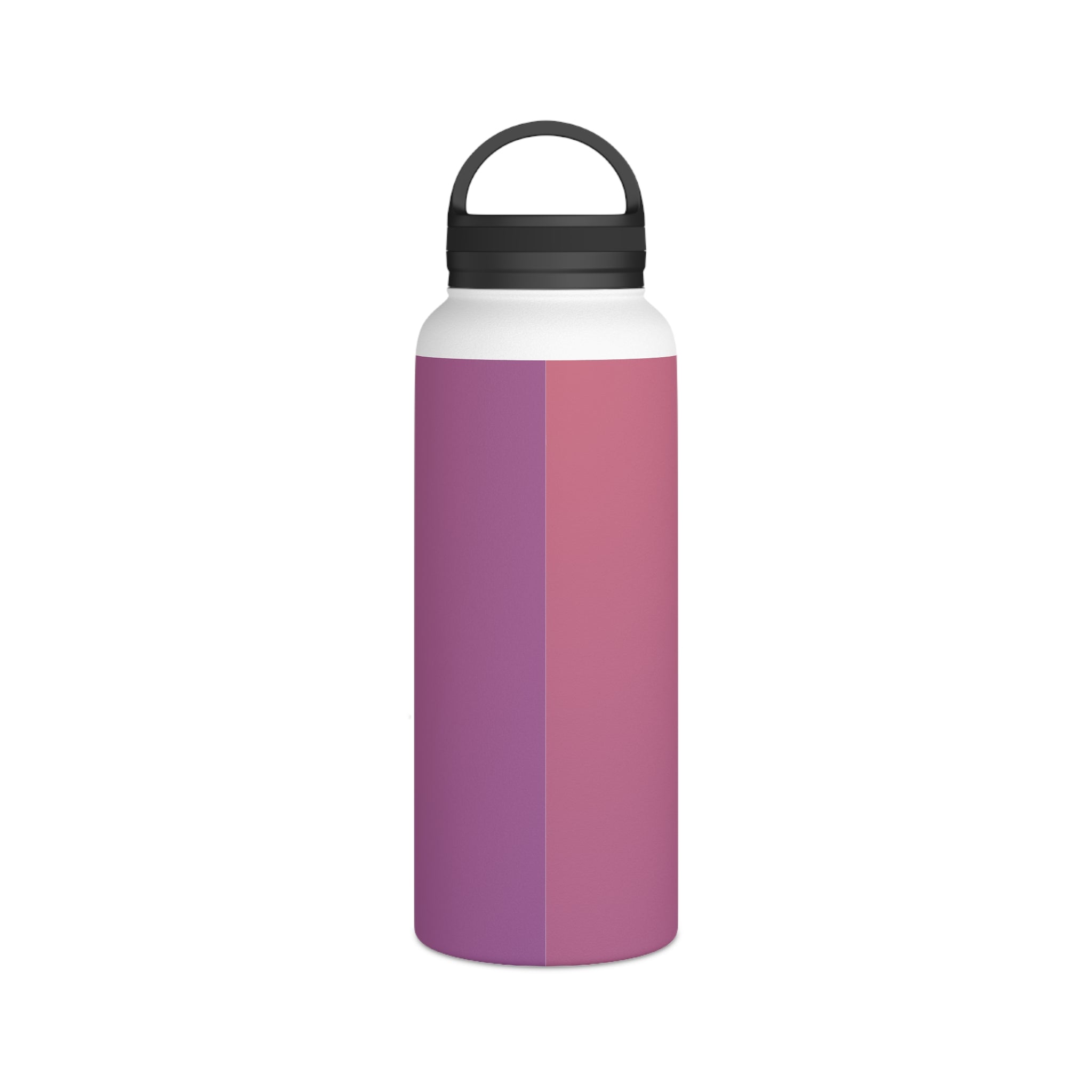 Rose orchid insulated stainless steel water bottle with black carrying-handle lid