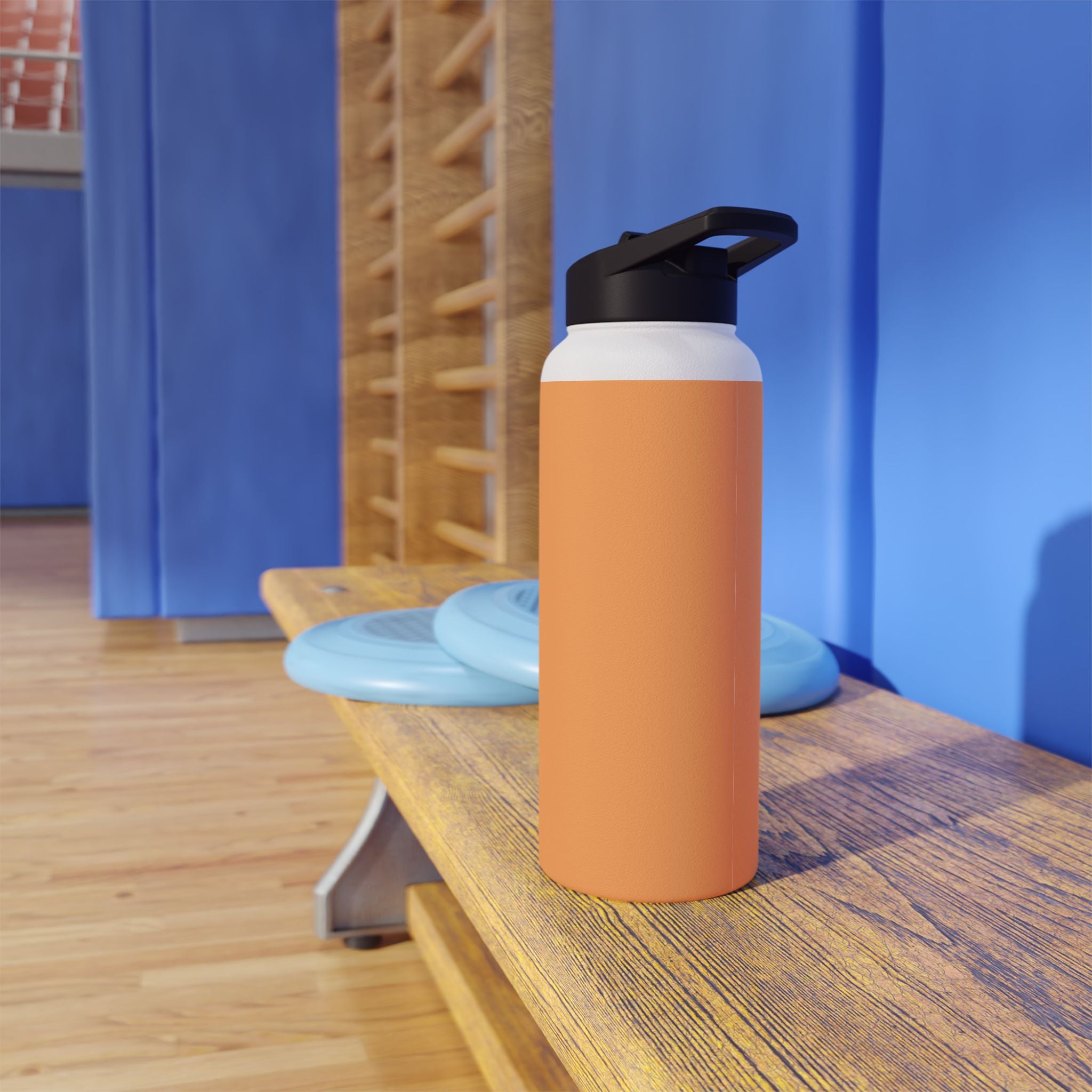 Matte stainless steel water bottle with sports lid, gold finish
