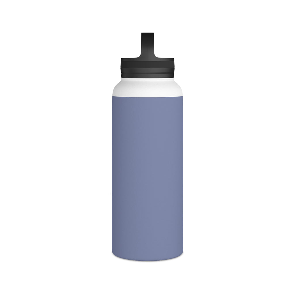 Pale iris insulated stainless bottle with black spout lid, front