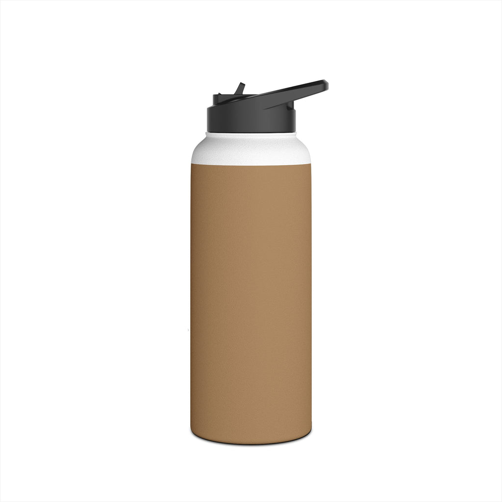 Sandstone insulated stainless steel water bottle with black latch lid