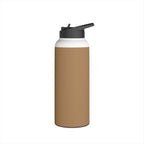 Sandstone insulated stainless steel water bottle with black latch lid