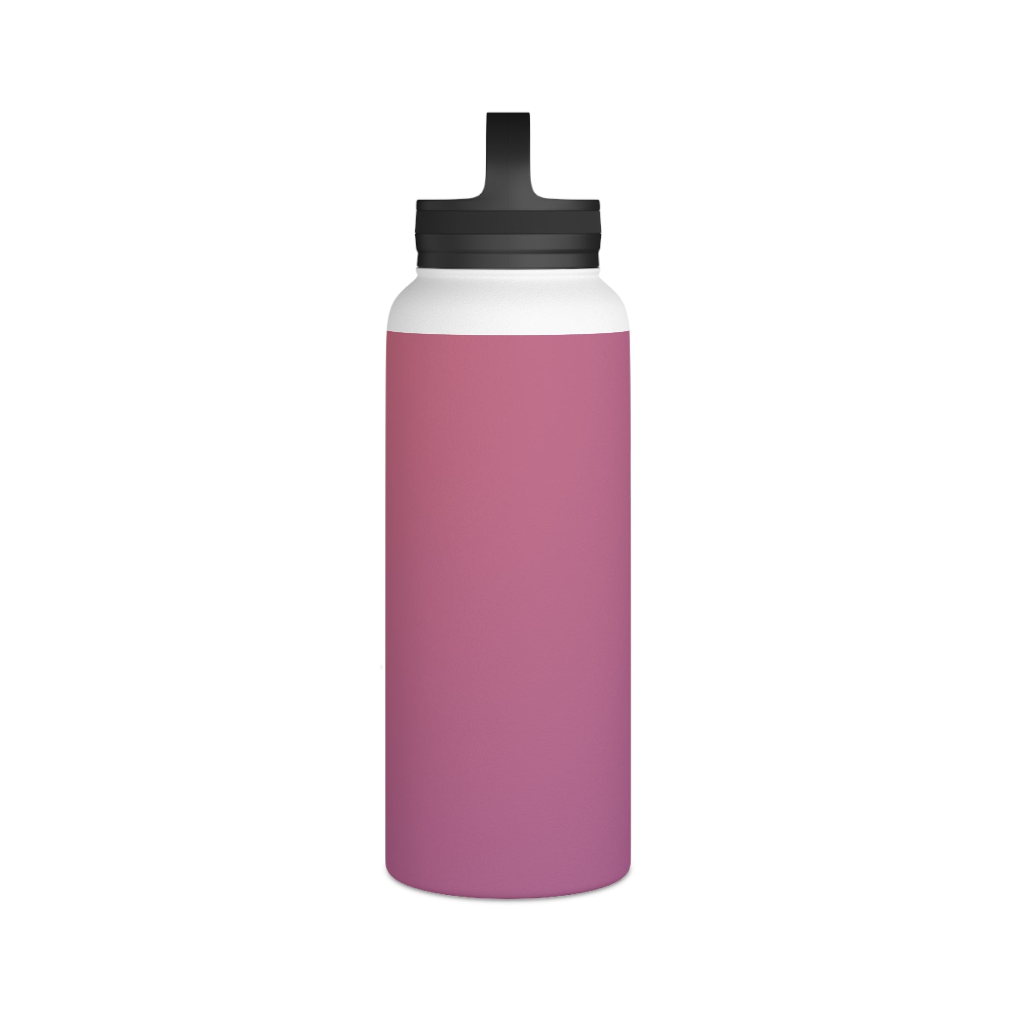 Rose orchid insulated stainless steel water bottle with black spout lid
